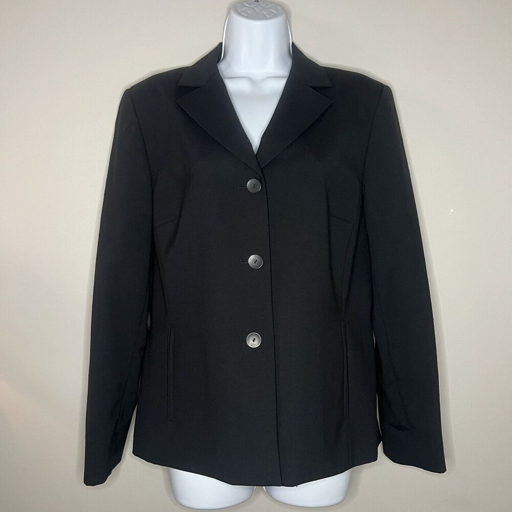 Pendleton Wool Blend Solid Black Blazer With Pockets Size 10